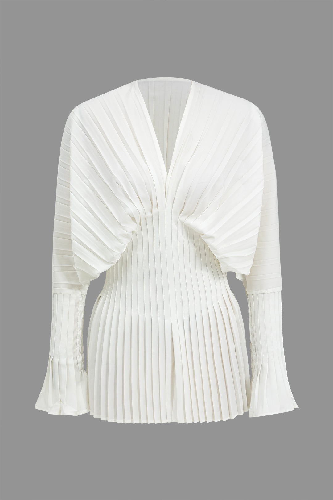 Piliseli Çan Kol V Yaka Mini Elbise