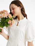 Düğme Yaka Midi Elbise