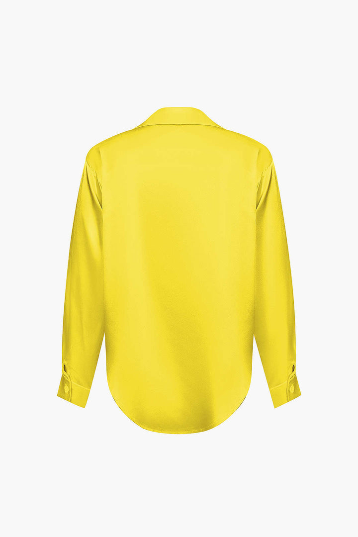 Basic Katı Saten Uzun Kollu Gömlek