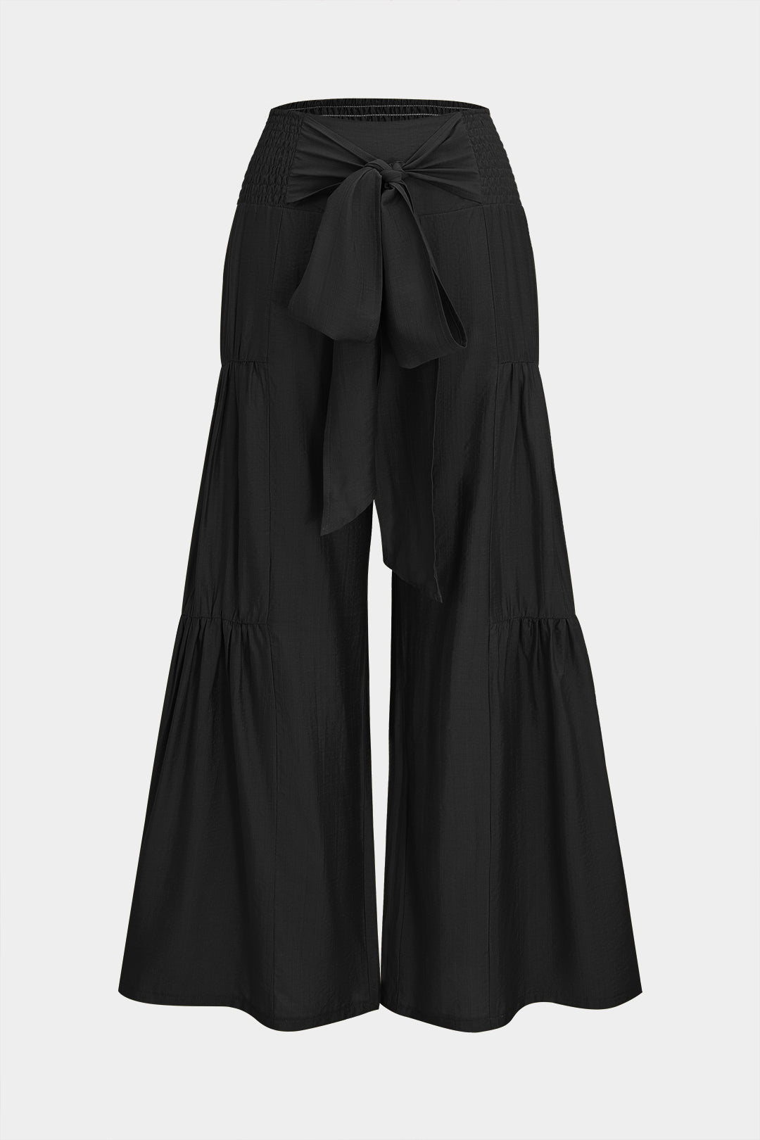 Büzgü Detaylı Kısa Kollu Üst ve Bağlamalı Bol Paça Pantolon Takımı