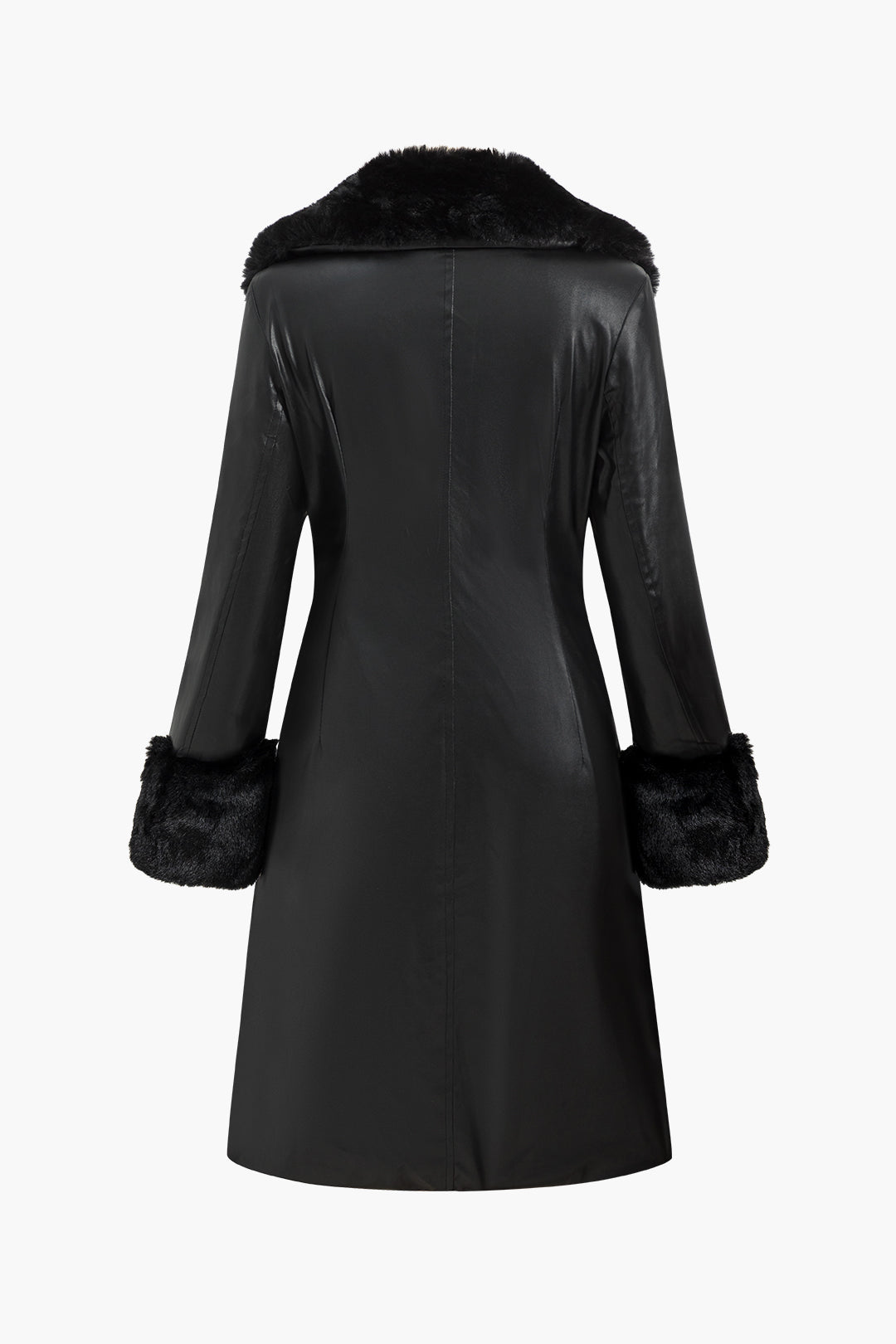 Deri Kürk Patchwork düğmeli Mont