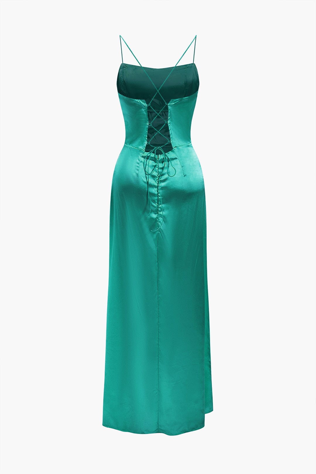 Korse Dekolteli Yüksek Yırtmaçlı maksi Elbise