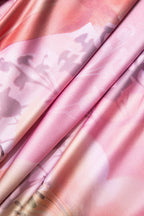 Çiçek Desenli Halter Yaka Yırtmaçlı Korse Midi Elbise