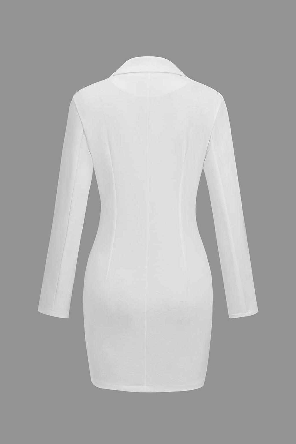 Katı Düğme Cepli Uzun Kollu Mini Elbise