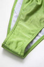 Metalik Büzgülü Bağlamalı Sırt Dekolteli Bikini Takımı