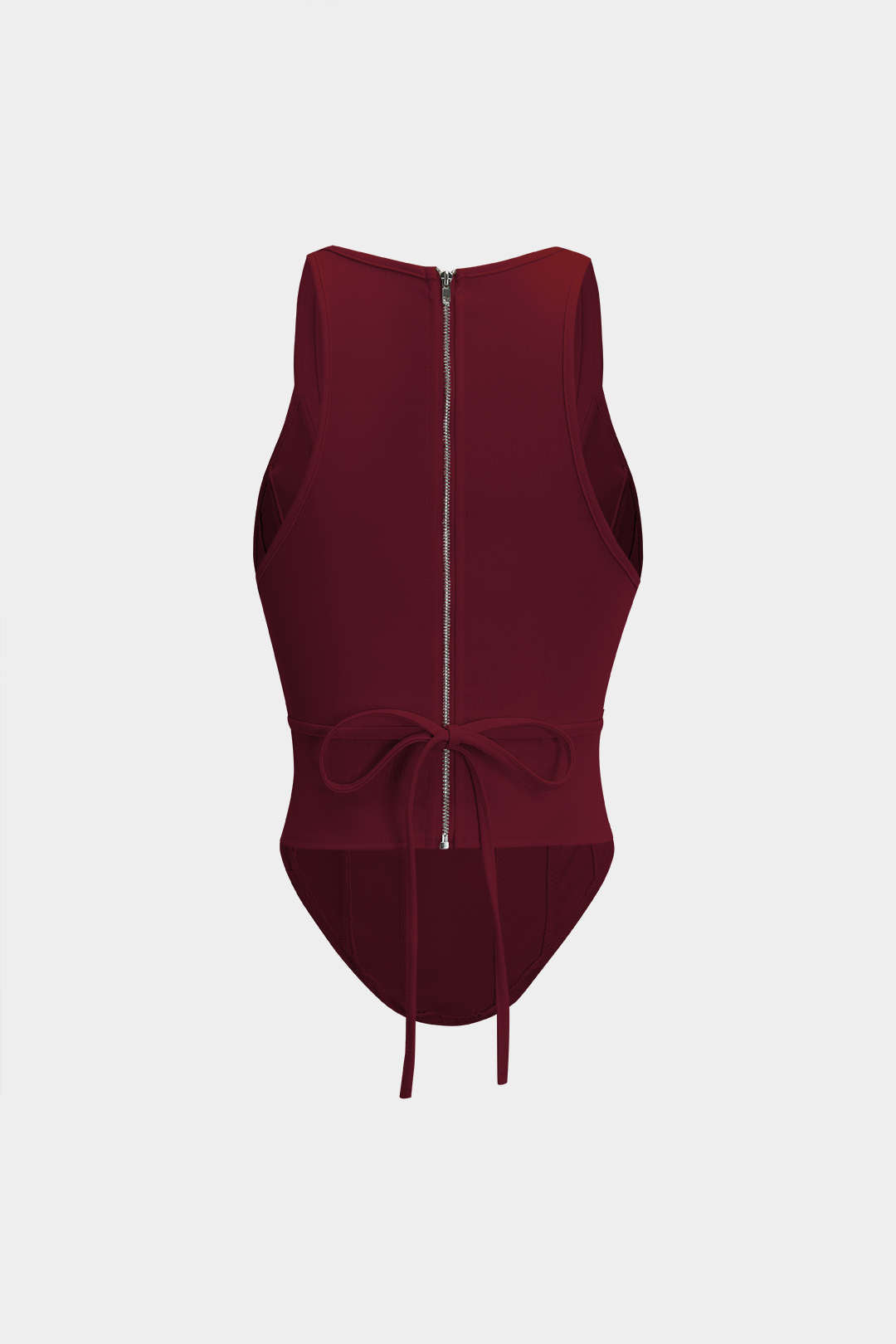 Fermuarlı Bağlamalı Korseli Bel Tank Top