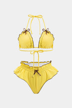 Fırfırlı Büzgülü Bikini Takımı