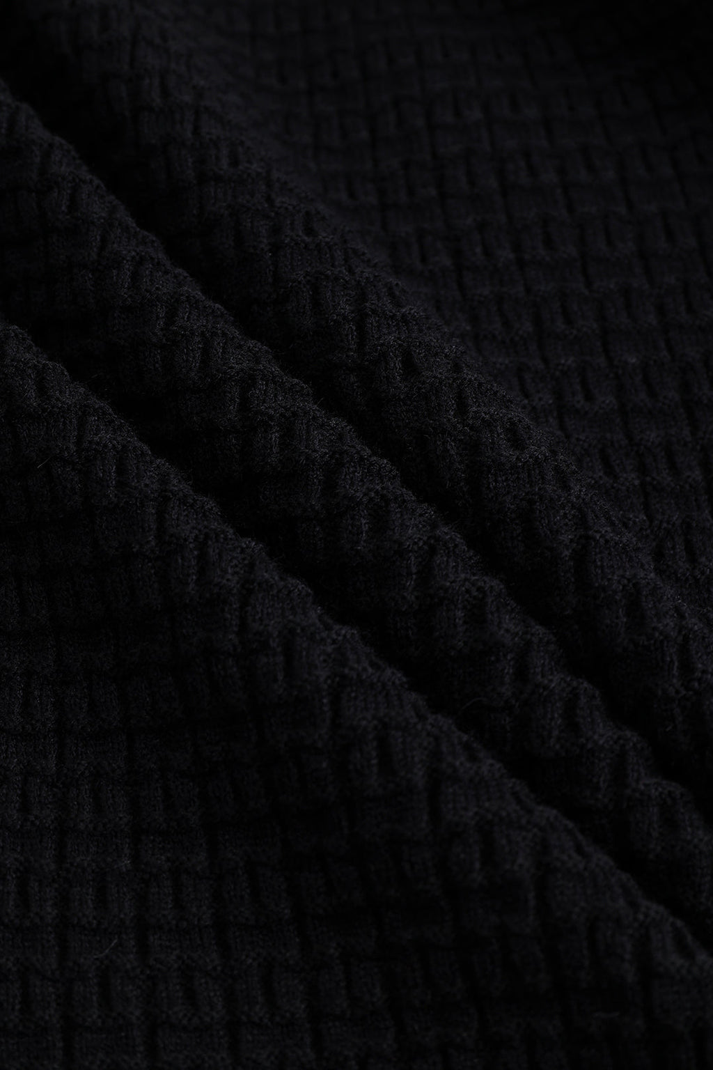 Örgü Zincir Düğmeli Uzun Kollu midi Elbise