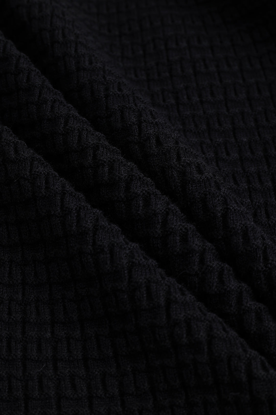 Örgü Zincir Düğmeli Uzun Kollu midi Elbise