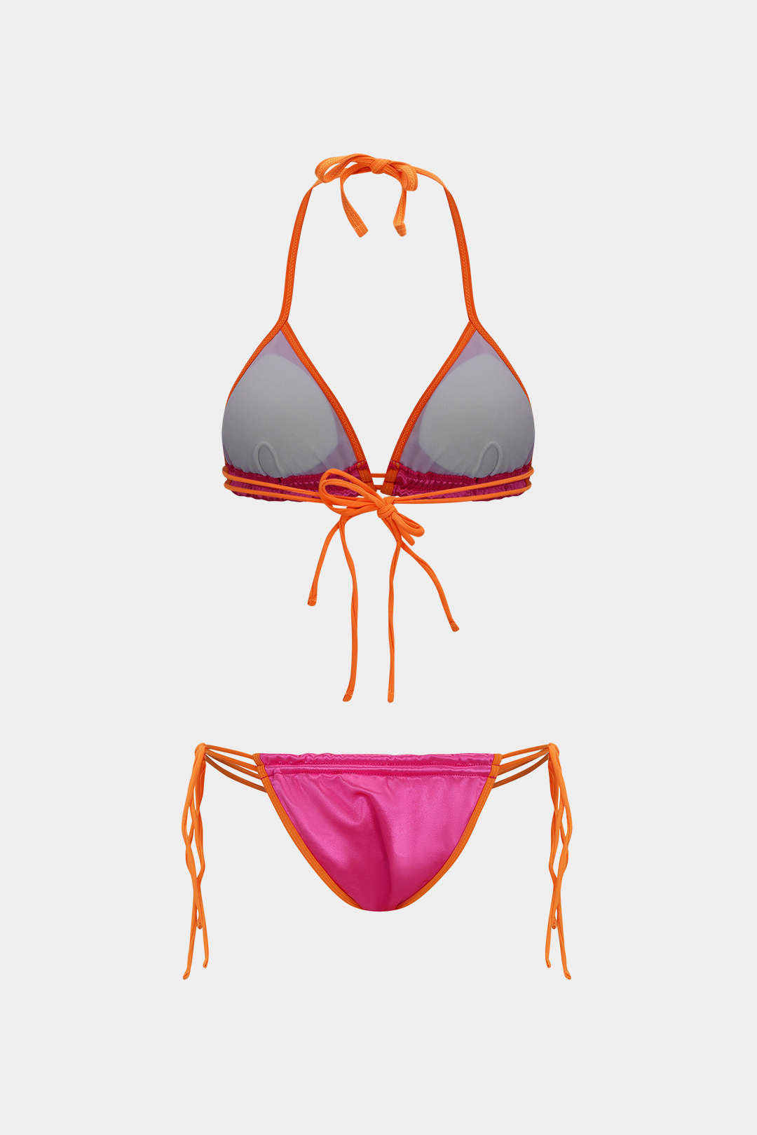 Kontrast Bağlamalı Sırt Dekolteli Bikini Takımı