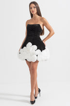 Gül Süslemeli Mini Elbise