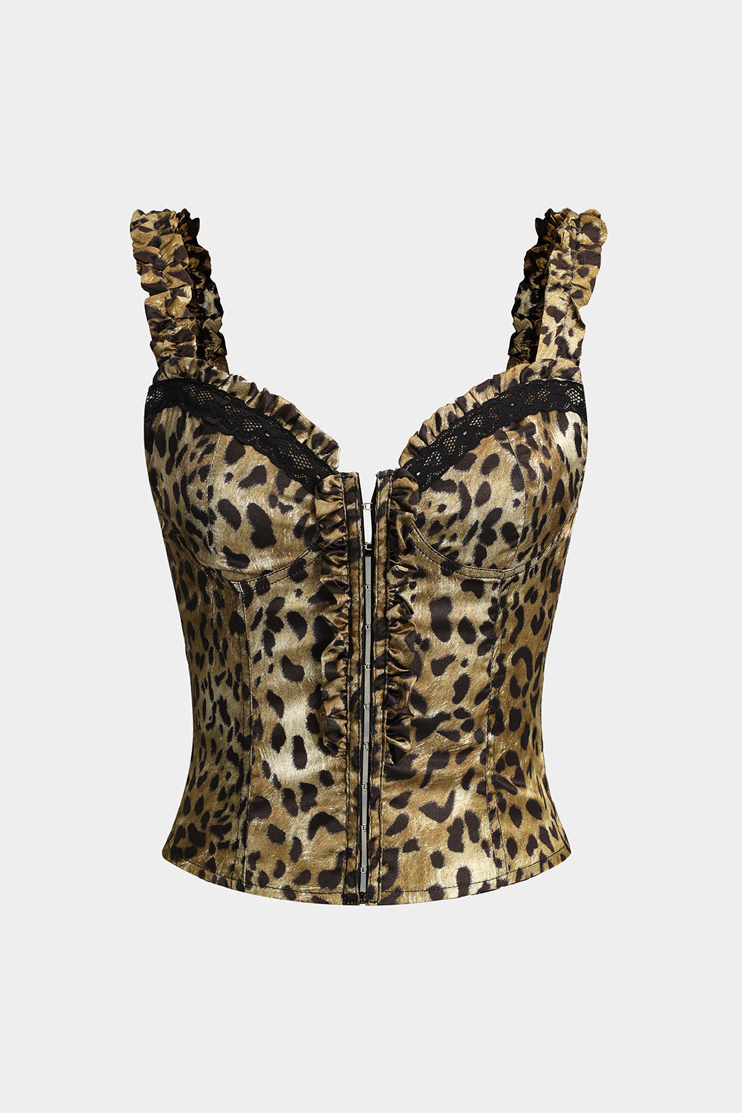 Leopar Desenli Dantel Kenarlı Korseli Slip