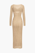 Sütyen Takımlı Uzun Kollu Örgü maksi Elbise