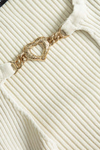 Düz Örgü Çapraz Asimetrik midi Elbise