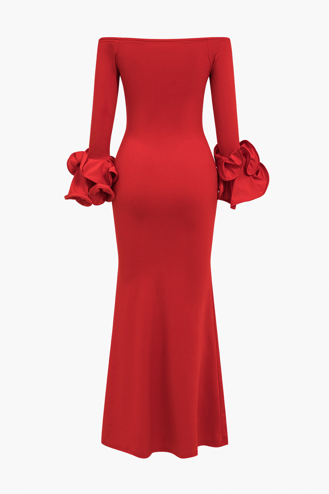 Düz Düşük Omuz Yan Yırtmaçlı maksi Elbise