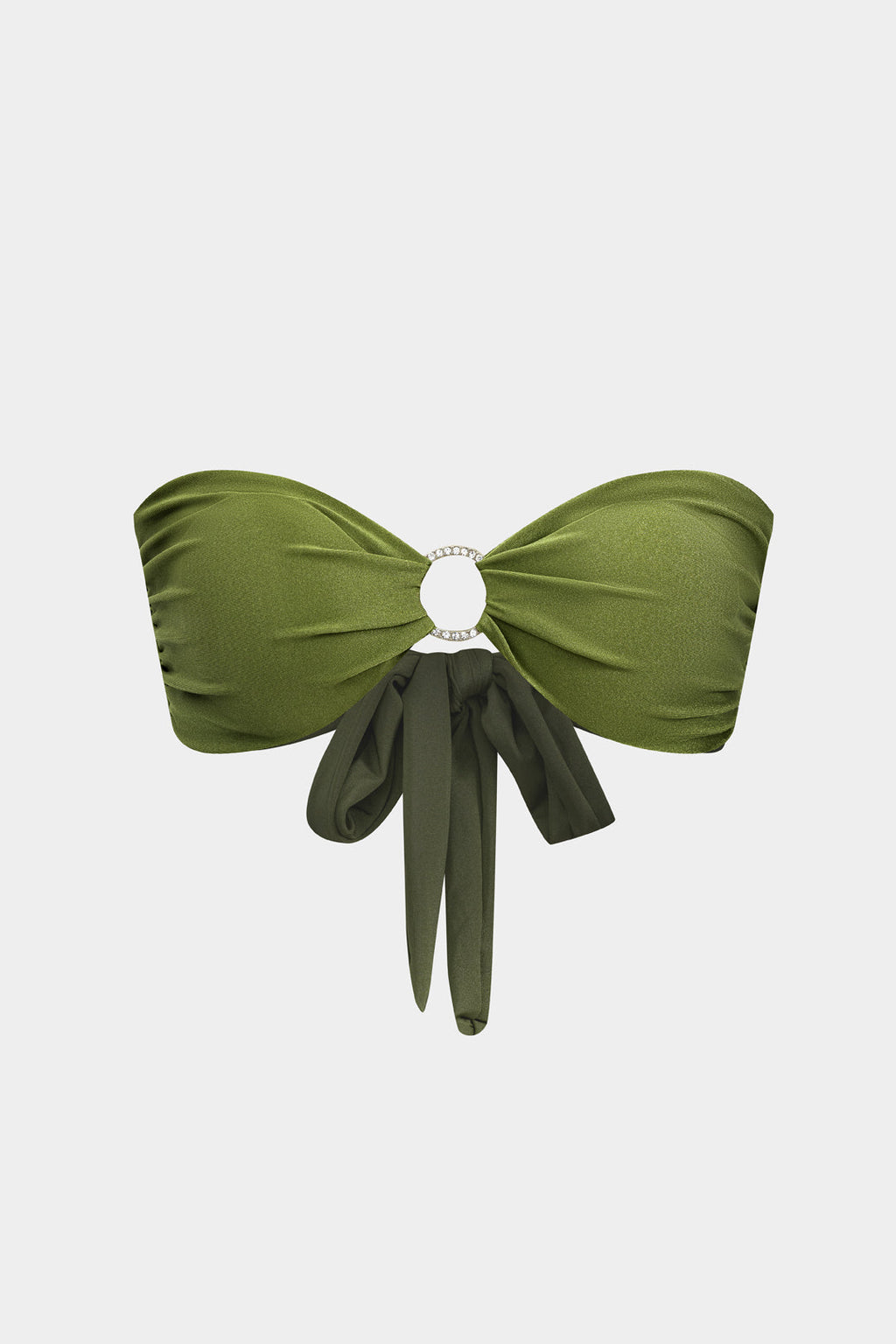 Metalik Strass Büzgülü Bağlamalı Sırt Dekolteli Bikini Takımı