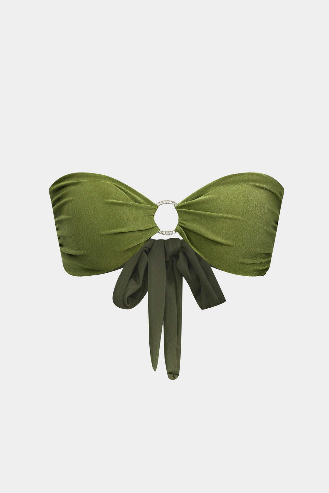 Metalik Strass Büzgülü Bağlamalı Sırt Dekolteli Bikini Takımı