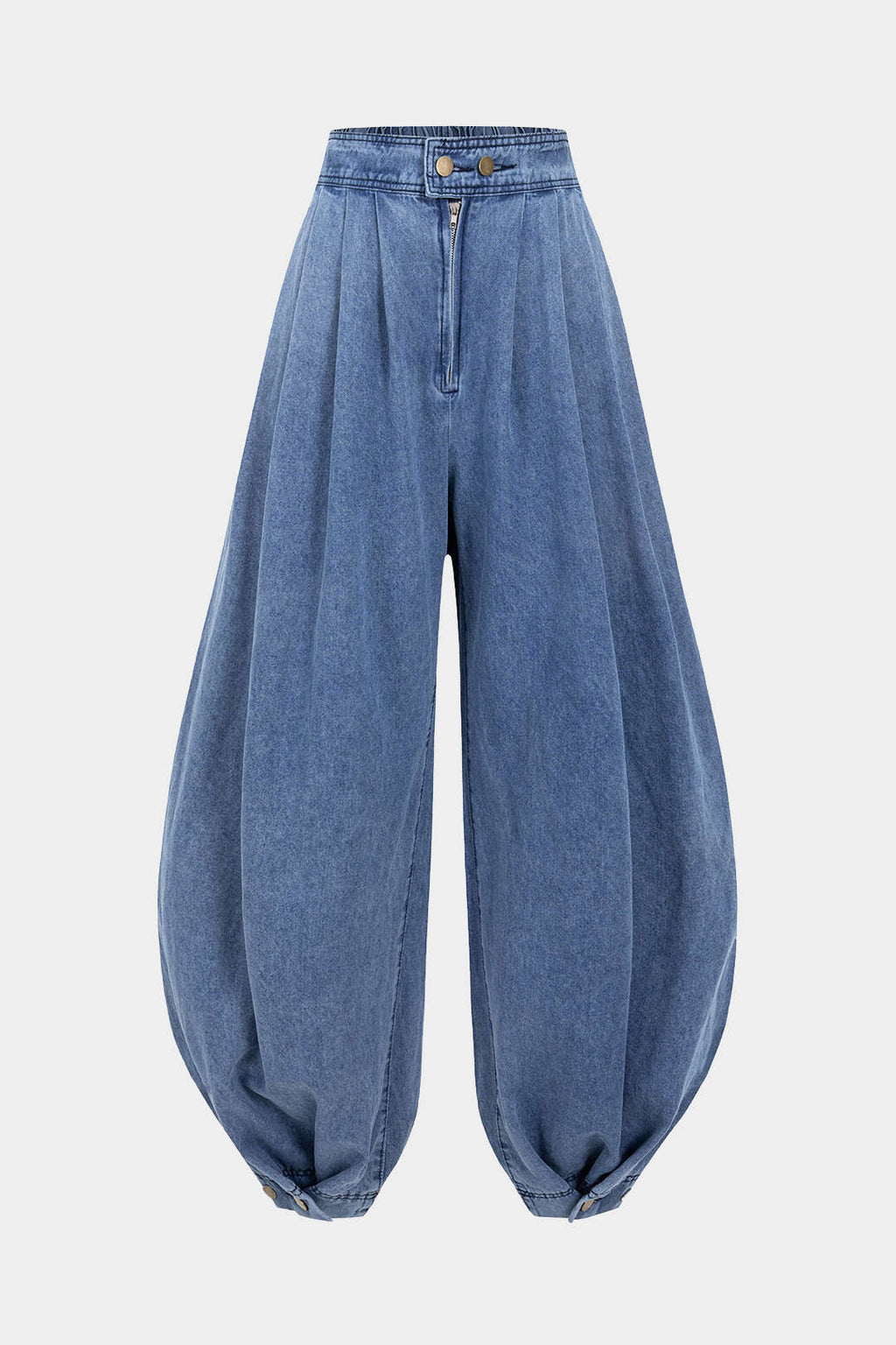 Yüksek bel lastikli Denim Barrel Kot