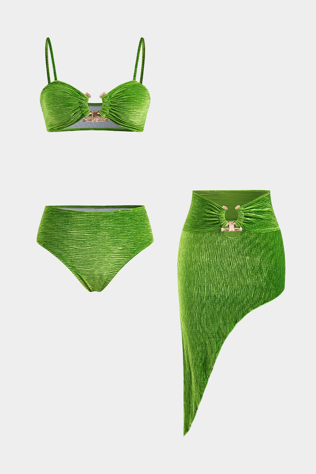 Kadife Bikini ve Mayo Eteği Pareo Takımı