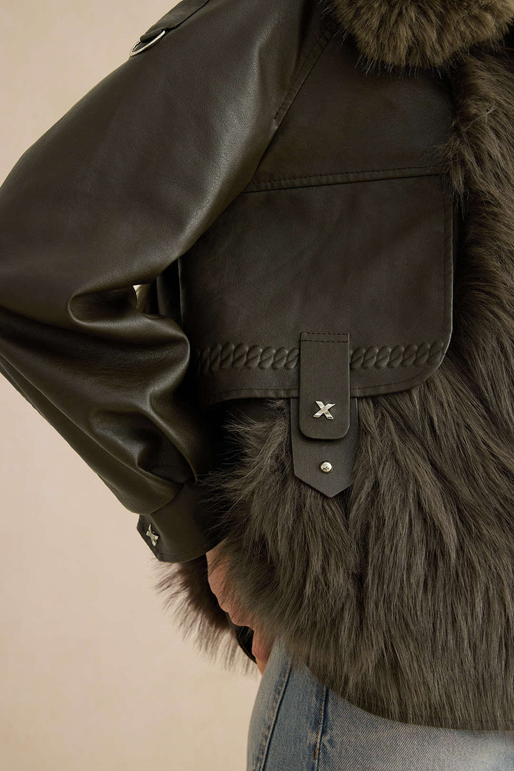 Deri Kürk Patchwork Ceket