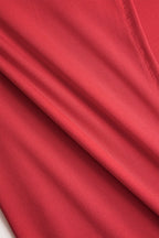 Katı Saten Düşük Omuz Yırtmaçlı maksi Elbise