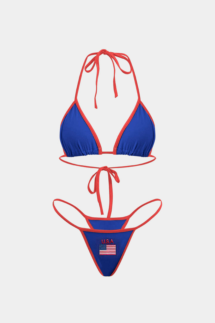 Nakışlı Kontrast Bikini Takımı