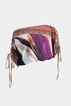 Soyut Çiçek Desenli Uzun Kollu Üst ve Midi Etek Takımı