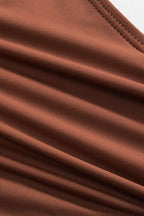 Metalik Büzgülü Sırt Dekolteli Bikini Takımı