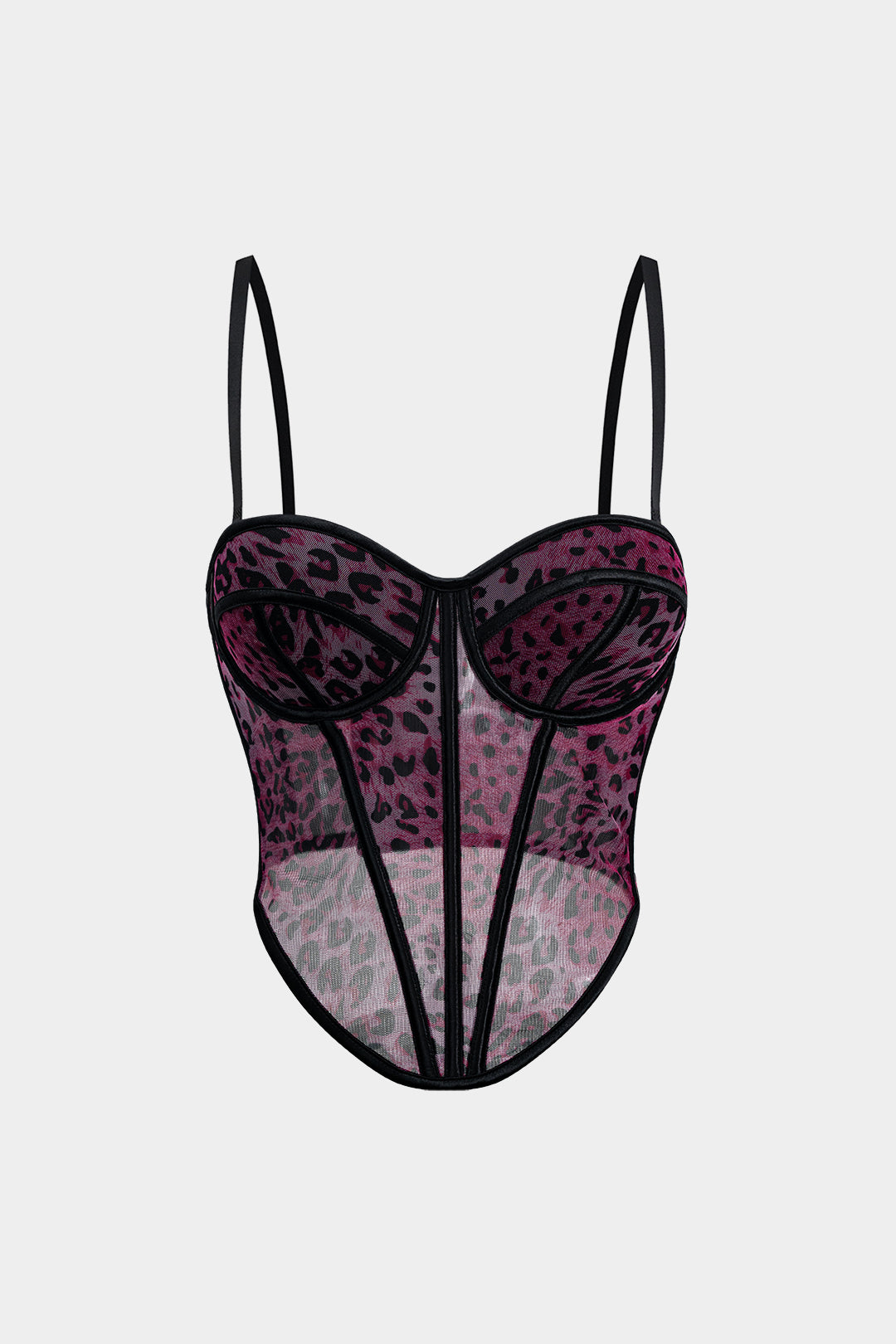 Leopar Desenli Şeffaf File Korse Elbise Üstü