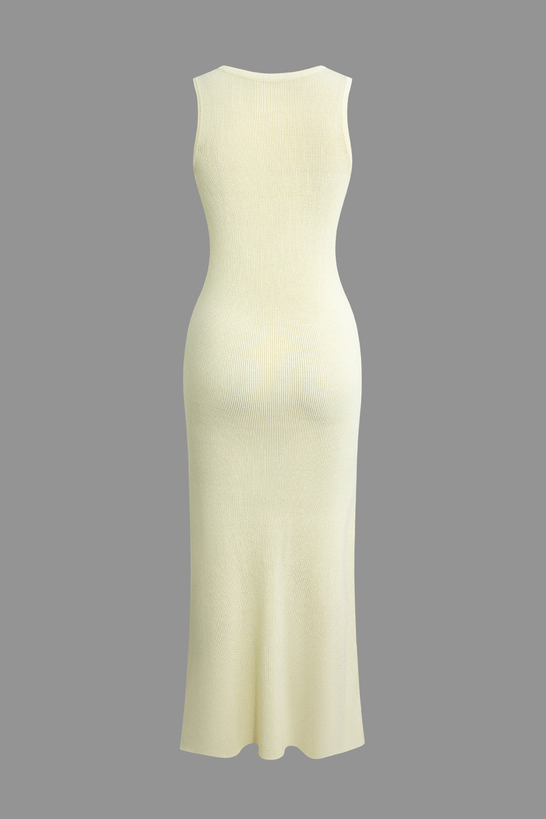 Önü Düğmeli Kolsuz Nervürlü Triko maksi Elbise