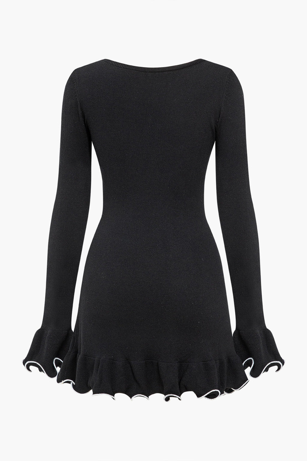 Triko Kontrast Kamçı Dikişli mini Elbise