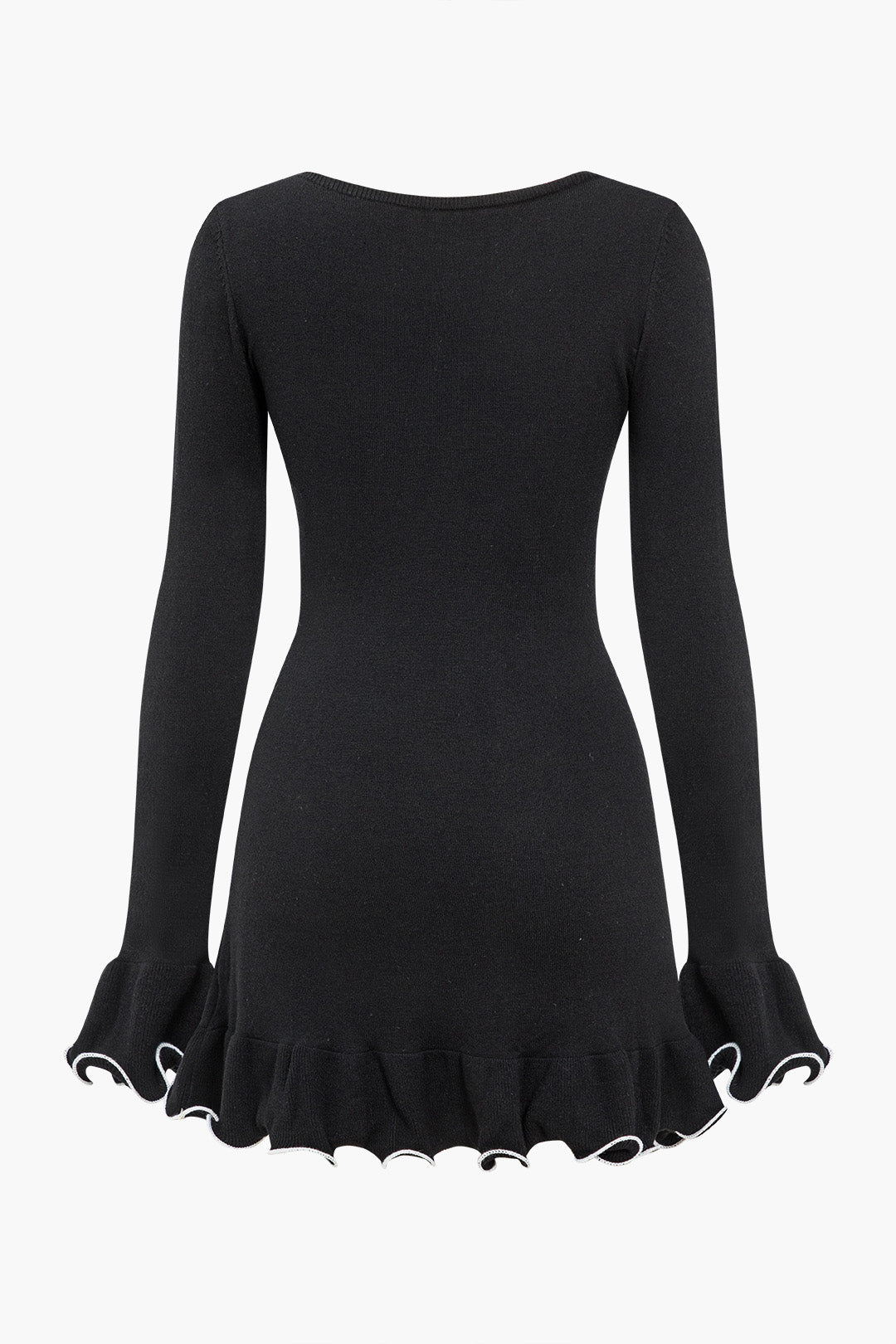 Triko Kontrast Kamçı Dikişli mini Elbise