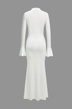 Düz Çan Kol Uzun Kollu maksi Elbise