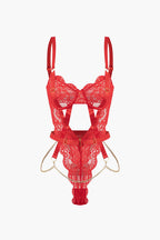 Metalik Zincir Detaylı Dekolteli Büstiyer Bodysuit