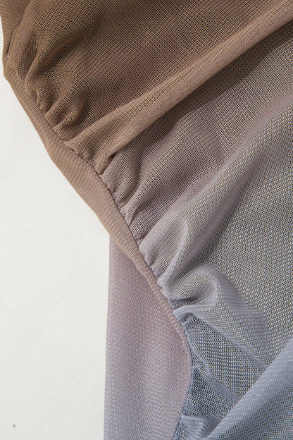 Ombre File Kolsuz Midi Elbise