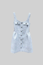 Kontrast Düğmeli Mini Elbise