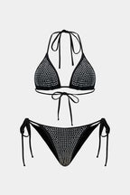 Strass Detaylı Bağlamalı Sırt Dekolteli Bikini Takımı