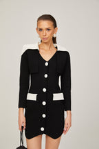 Enora kontrast mini elbise