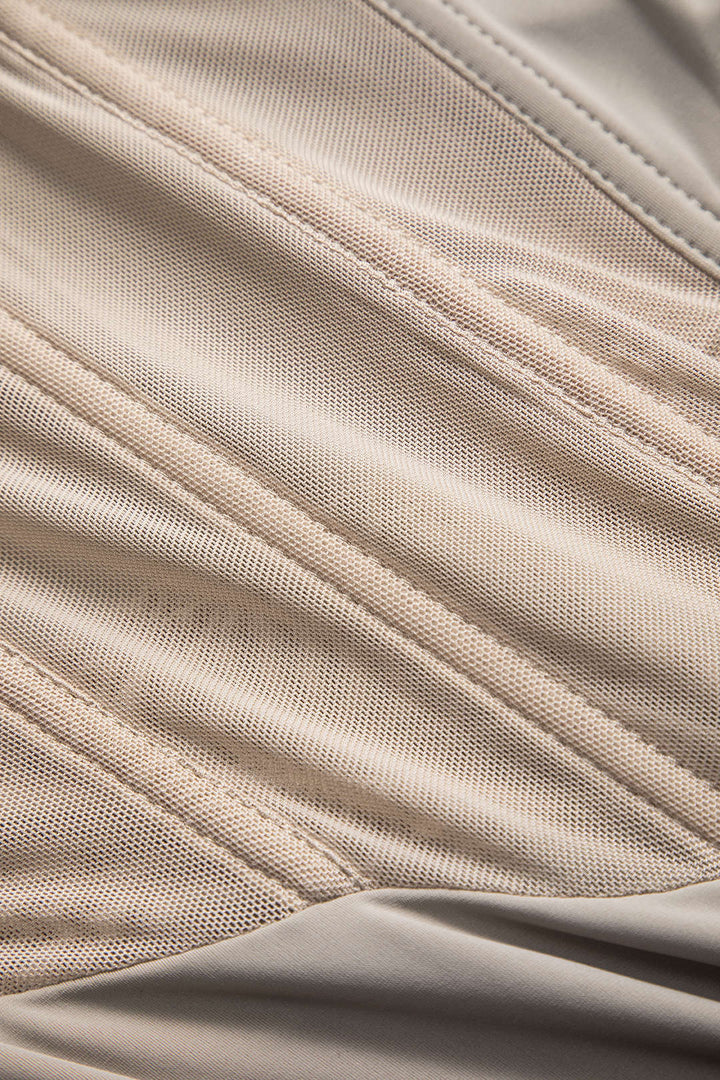 Ağ Detaylı Patchwork Korseli Bustiyer Askılı Bodysuit