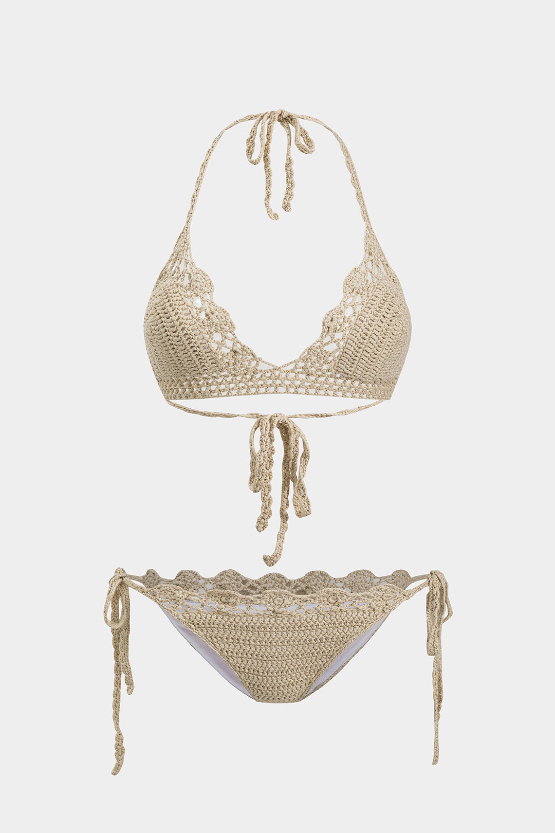 Örgü Bağlamalı Kesik Bikini Takımı