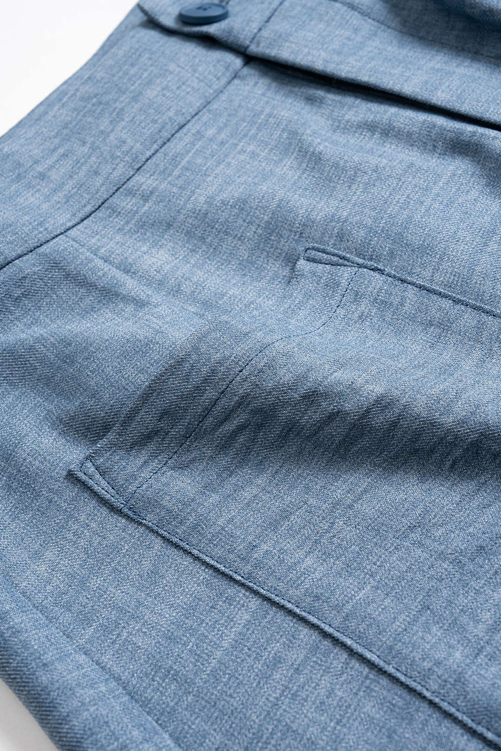 Büzgü Detaylı Fermuarlı Cepli Geniş Paça Pantolon