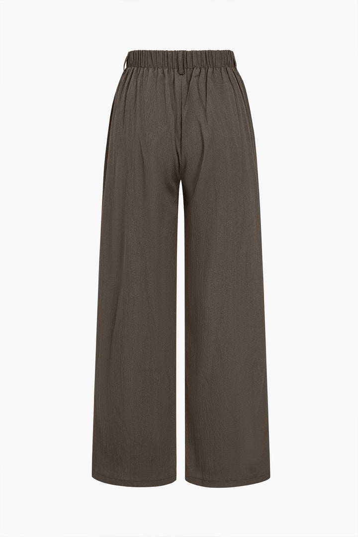 Basic Katı Dantelli Geniş Paça Pantolon