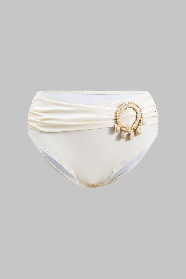 Kontrast Kabuk Dekorlu Kırışık Bikini Takımı