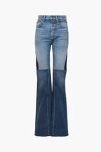 Denim Patchwork Düz Paça Kot