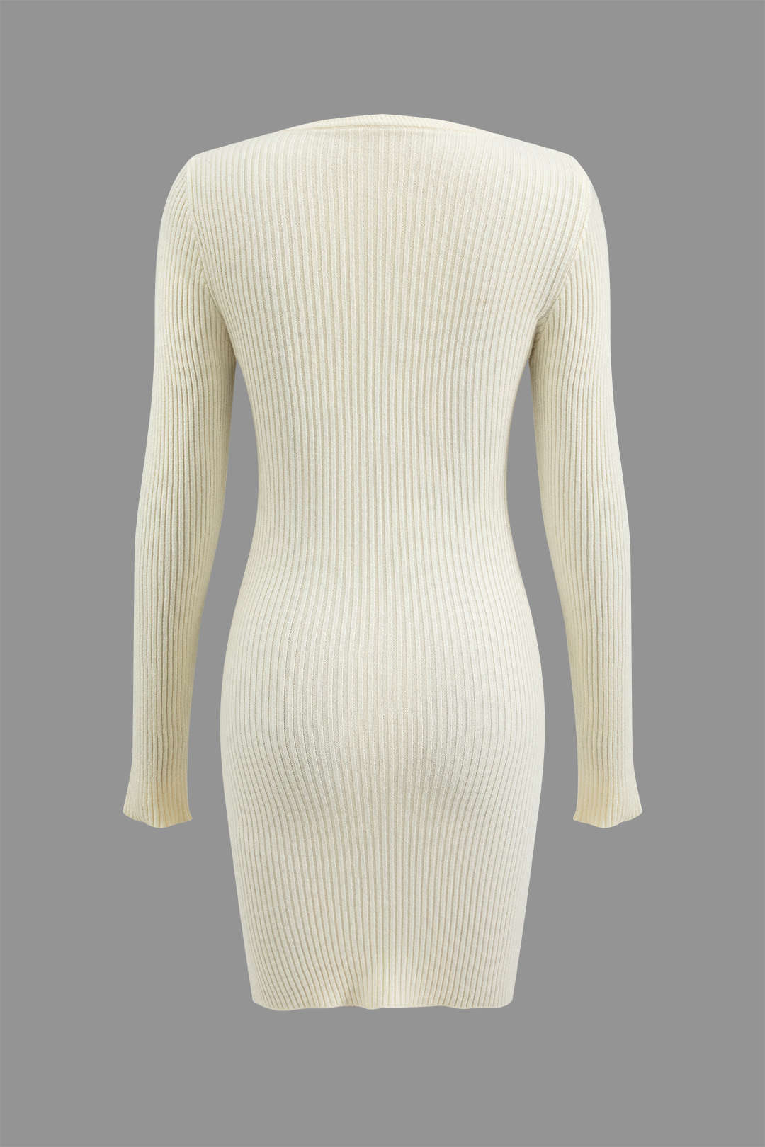 Katı Kazak Kesilip Uzun Kollu Mini Elbise