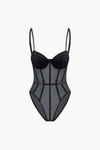 Şeffaf Büstiyer Korseli Bodysuit