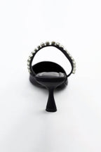 Taşlı Süslenmiş Sivri Uçlu Yüksek Topuklu Sandalet