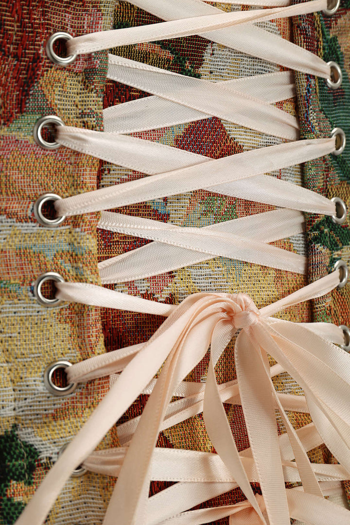 Jacquard Bağlama Detaylı Straplez Kontrast Tube Üst