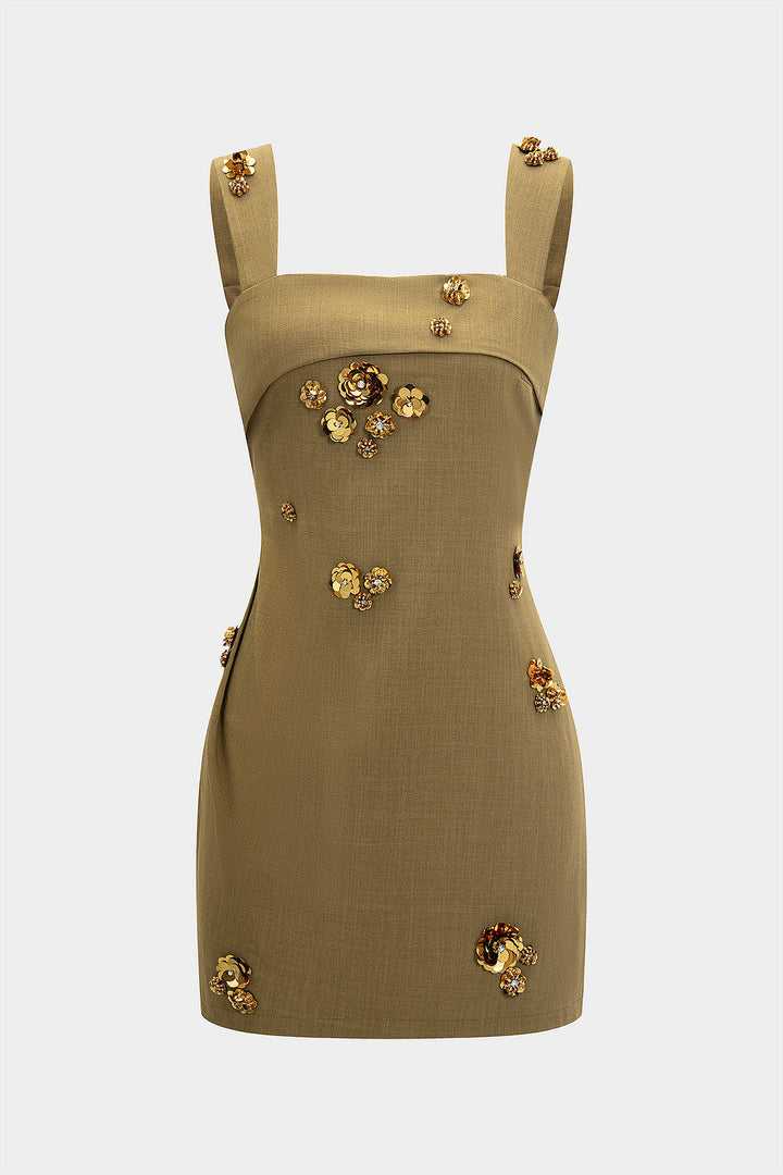 çiçekli kolsuz mini elbise