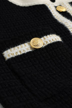 Örgü Zincir Düğmeli Uzun Kollu midi Elbise